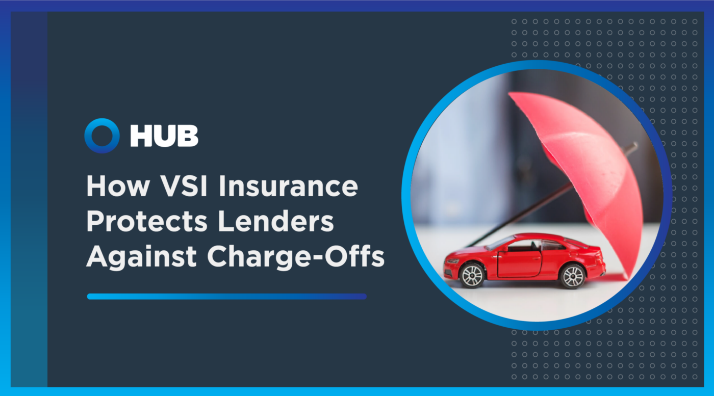 A graphic with a red car under an umbrella that says how VSI insurance protects lenders