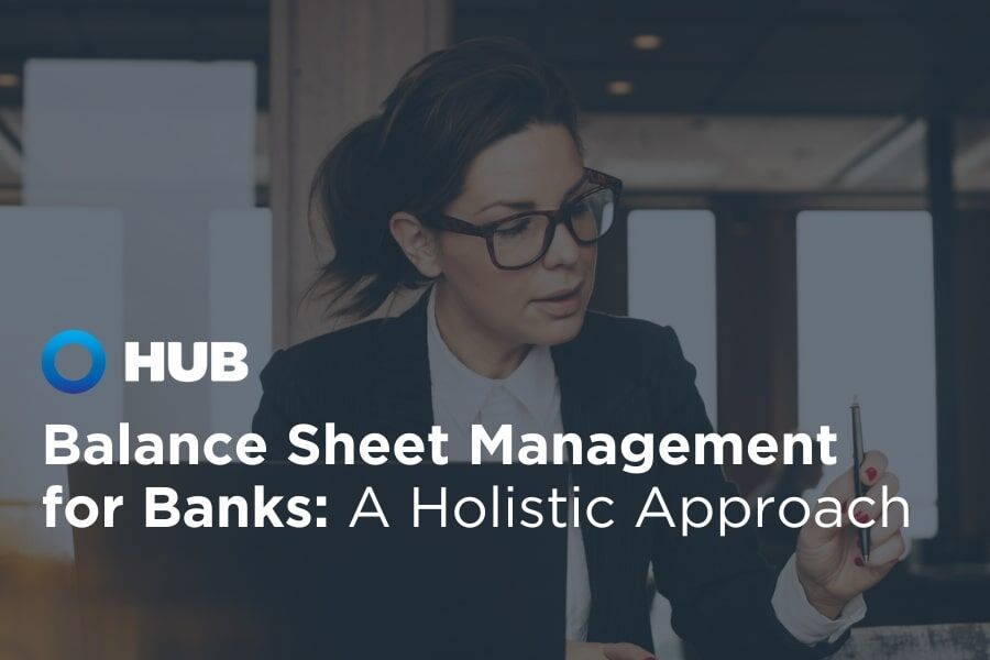 Woman in glasses with graphic overlay that says Balance Sheet Management for Banks ALCO